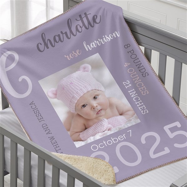 Modern All About Baby Girl Personalized Photo Baby Blankets - 29776