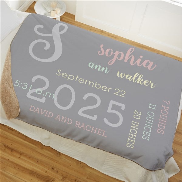 Modern All About Baby Girl Personalized Baby Blankets - 29780