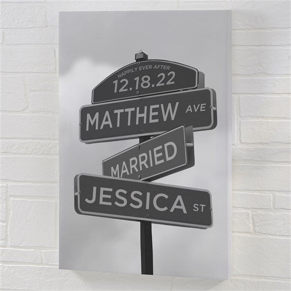 Street Sign Wedding Personalized Canvas Print 12x18