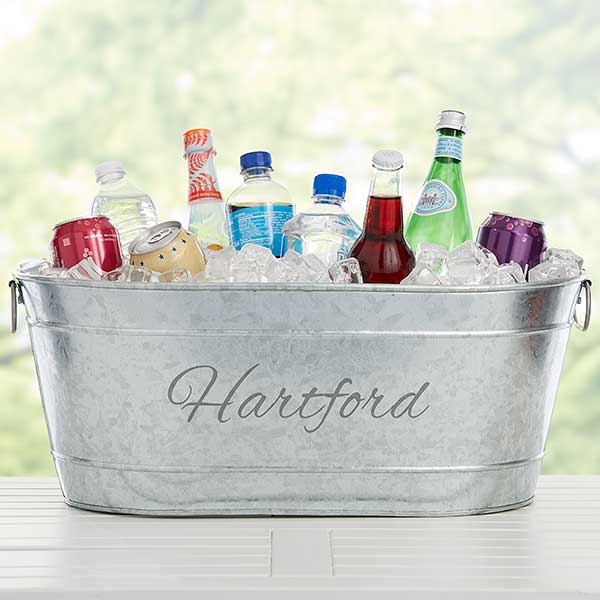 Personalized Ice Bucket, Beer Can Holder & Bottle Opener - Teals