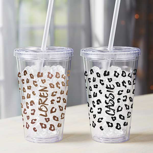Leopard Personalized 17 oz Acrylic Insulated Tumbler - 30233