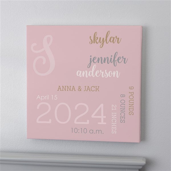 Modern All About Baby Girl Personalized Baby Canvas Prints - 30264