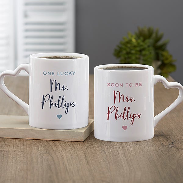 Mr Mrs Mugs, Custom Couple Coffee Mug Set, Unique Wedding Gift