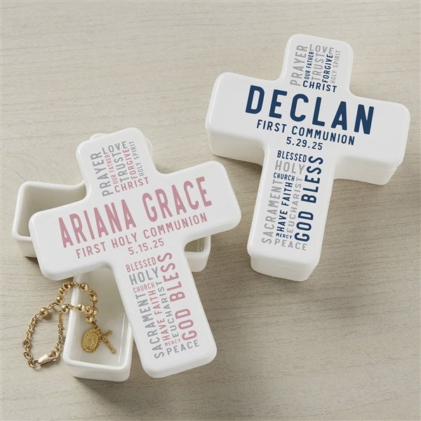 Communion Wishes Personalized Cross Box - 30330