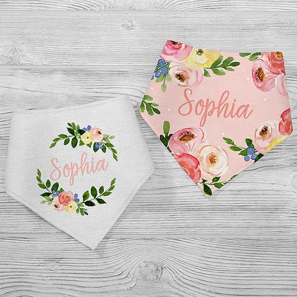 Floral Personalized Baby Bibs - 30414