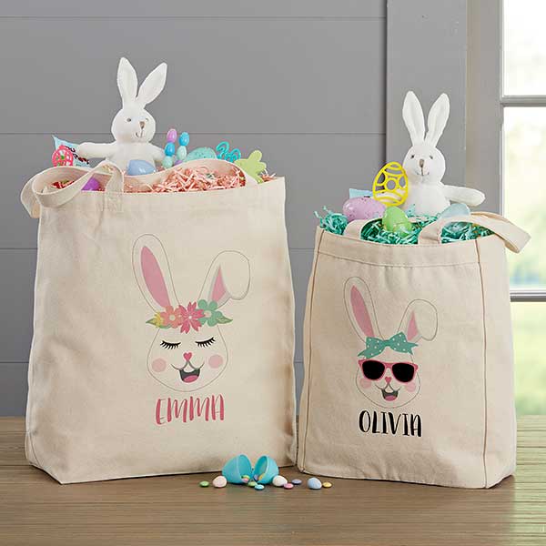 Build Your Own Girl Bunny Personalized Easter 20x15 Canvas Tote Bag