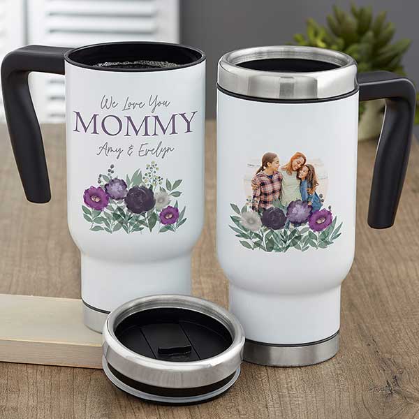 Floral Love For Mom Personalized Photo Travel Mug - 30653