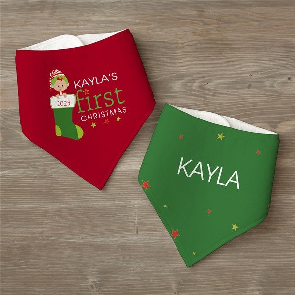 Baby's First Christmas Character Personalized Baby Bibs - 30768