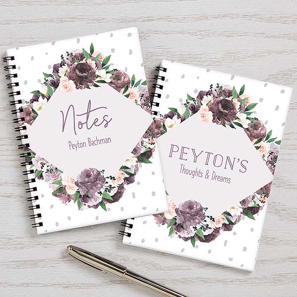 Plum Colorful Floral Personalized Mini Journals - 30798