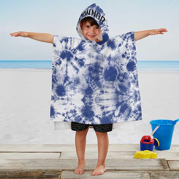 Bold Tie Dye Personalized Kids Poncho Beach & Pool Towel - 31058
