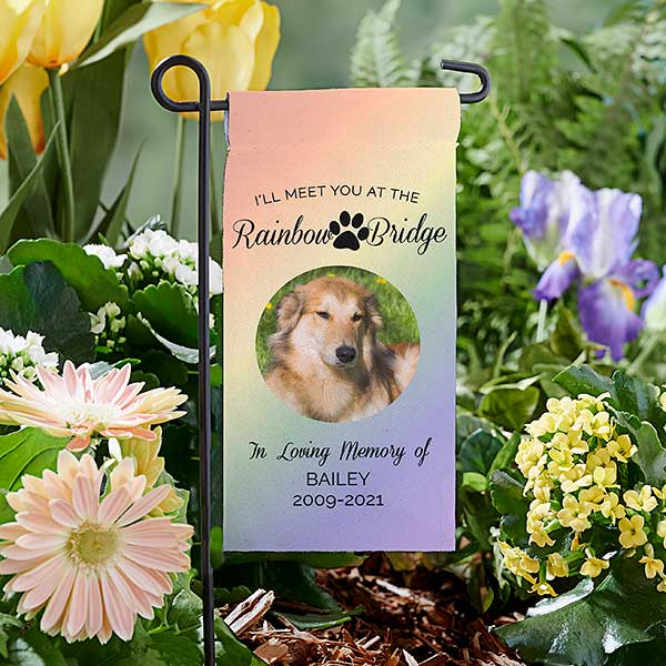 Rainbow Bridge Pet Memorial Personalized Flat Garden Stone