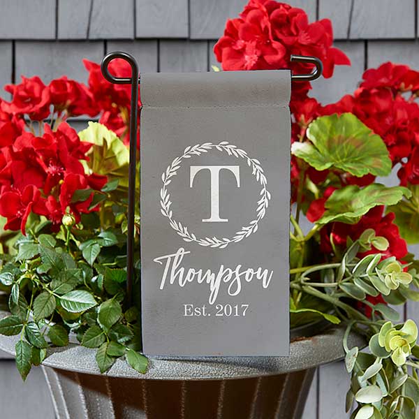 Laurel Monogram Personalized Mini Garden Flag - 31133