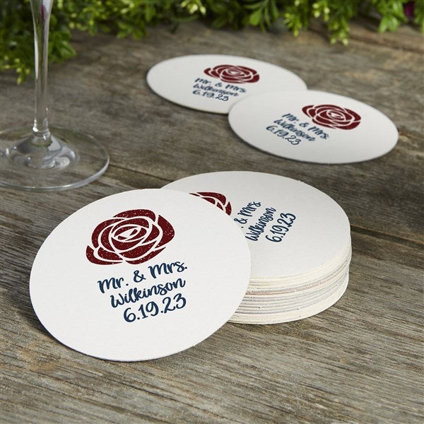 Choose Your Icon Personalized Wedding Paper Coasters