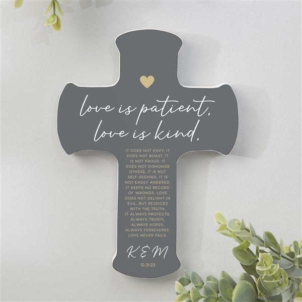 Love Is Patient Personalized Wedding Cross - 5x7