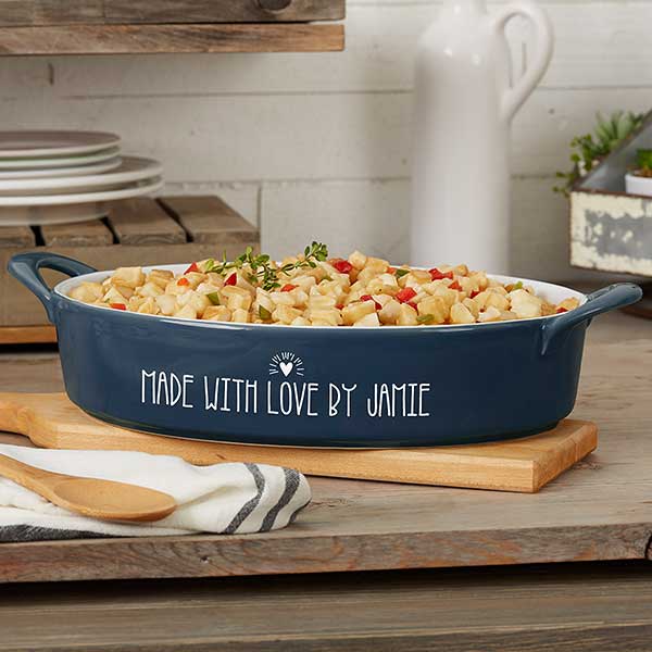 Made With Love Personalized Ceramic Oval Baking Dish - 31336