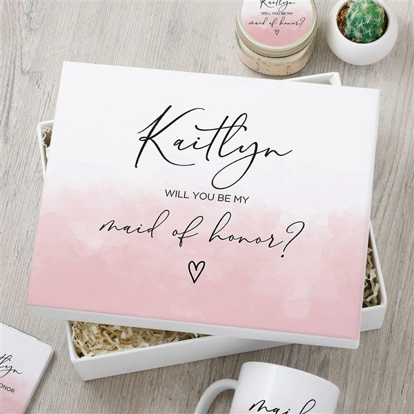 Watercolor Bridesmaid Proposal Personalized Keepsake Box 8x10