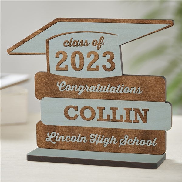 Graduation Personalized Blue Stain Wood Keepsake