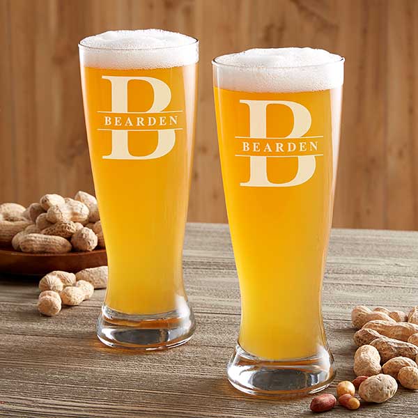 Engraved Tall Pilsner Glass Beer Glasses Beer Lover Gift - Home Wet Bar