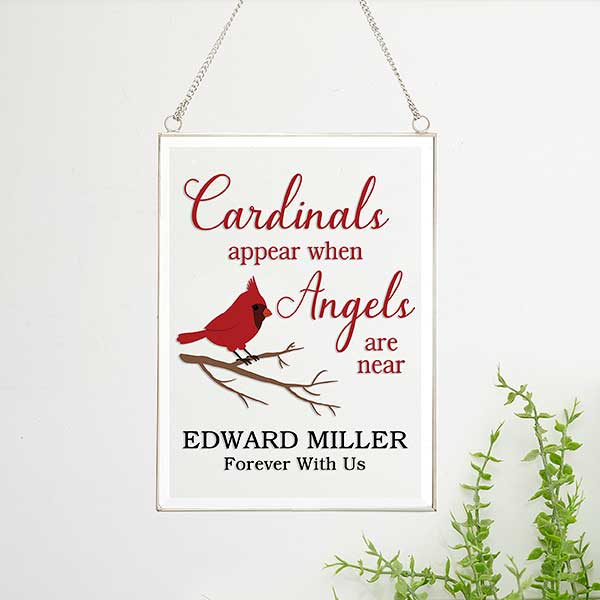 Cardinal Memorial Personalized Hanging Glass Wall Decor