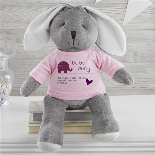 New Arrival Personalized Baby White and Grey Plush Bunny  - 31598