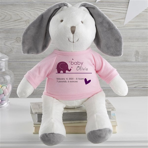 New Arrival Personalized Baby White and Grey Plush Bunny  - 31598