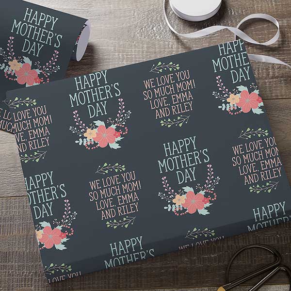 Mother s Day Floral Personalized Wrapping Paper