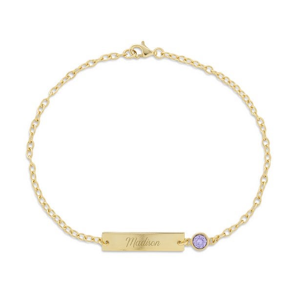 Engraved Bezel Set Birthstone Name Bracelet - 31859D