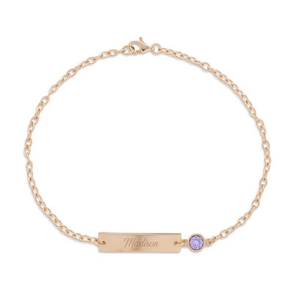 Engraved Bezel Set Birthstone Name Bracelet - 31859D