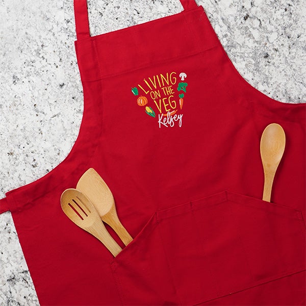 Living on the Veg Custom Embroidered Cooking Aprons - 31876