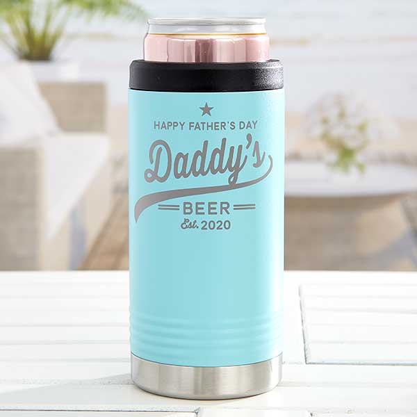 Father’s Day Personalized Stainless Insulated Skinny Can Holder - Teal