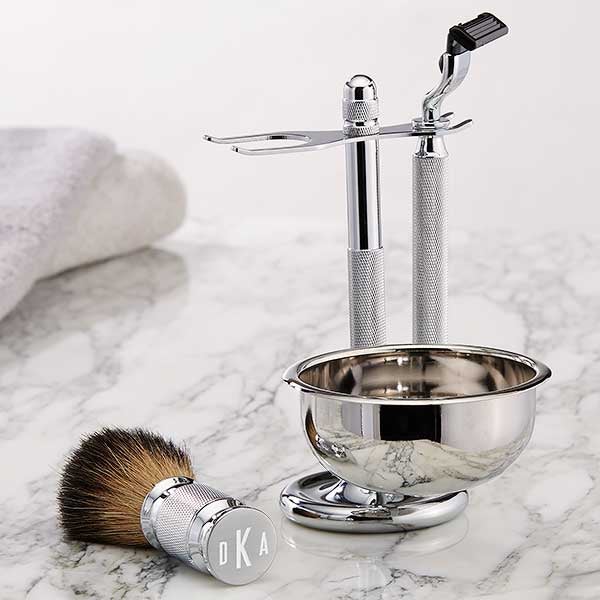 Classic Celebrations Engraved Stainless Steel Shaving Brush Kit