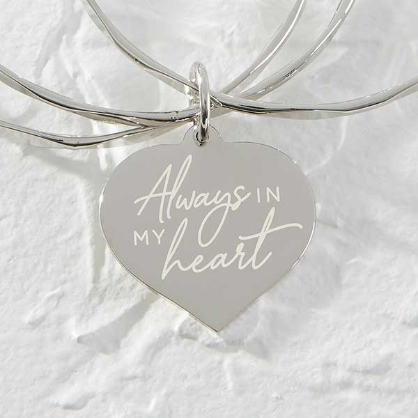Always In My Heart Personalized Memorial Charm Bangle Bracelet