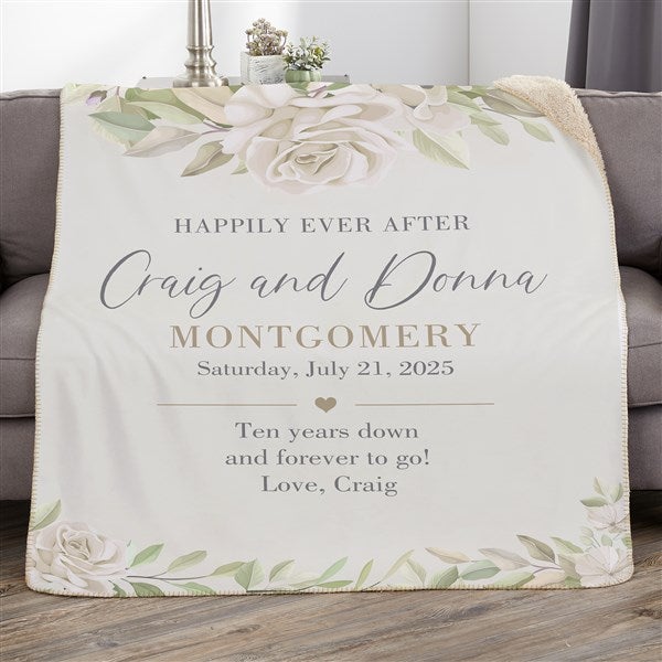 Floral Anniversary Personalized Couple Blankets - 32115