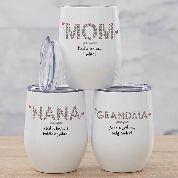 Floral Mom philoSophie's Personalized Stainless Insulated Wine Cup - 32148