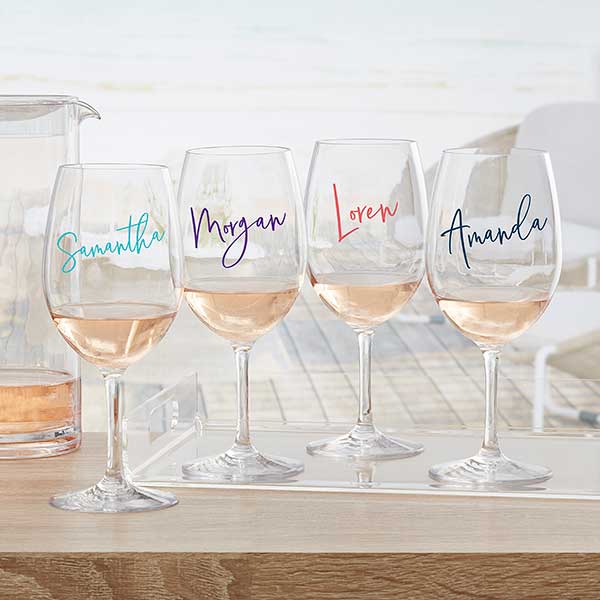 wine glasses with names on them