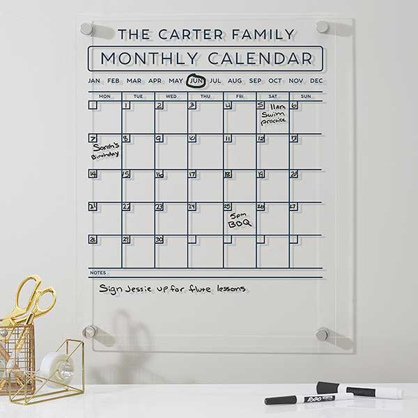 Personalized Clear Acrylic Monthly Wall Calendar Vertical