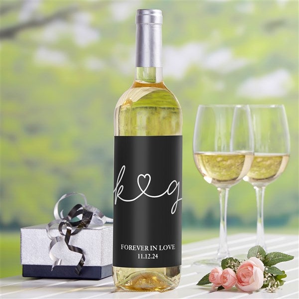 Drawn Together By Love Personalized Wine Bottle Labels - 32370