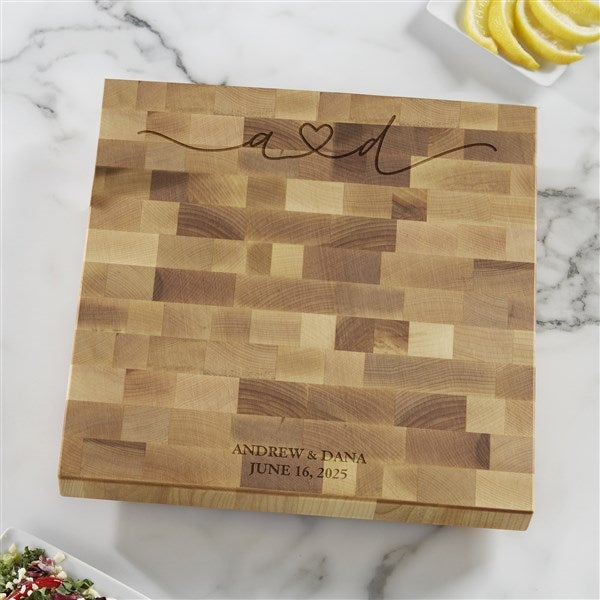 Drawn Together By Love Personalized Butcher Block Cutting Board - 32383