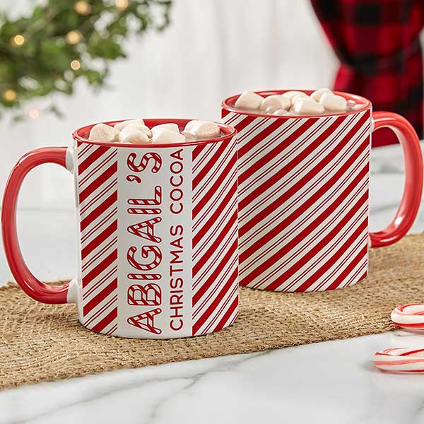 Candy Cane Lane Personalized Christmas Hot Cocoa Mugs