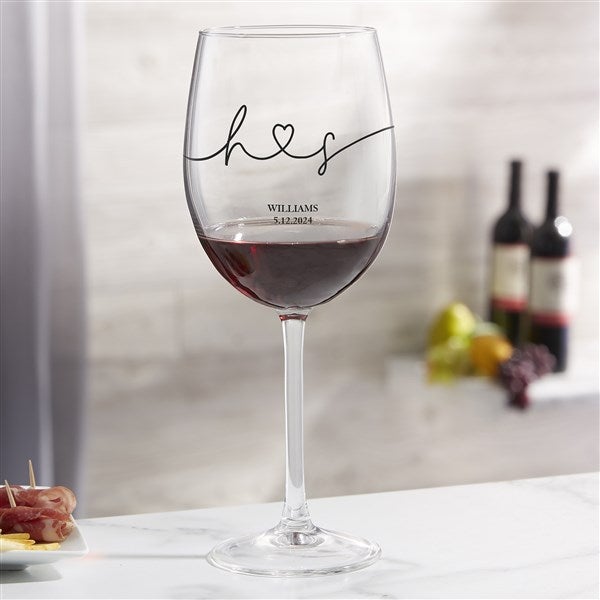 Drawn Together By Love Personalized Wine Glasses - 32434