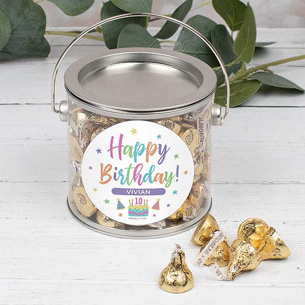 Pastel Birthday Personalized Silver Paint Can with Sticker - 32446D