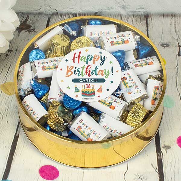 Bold Birthday Personalized Tin with Hershey's & Reese's Mix - 32448D