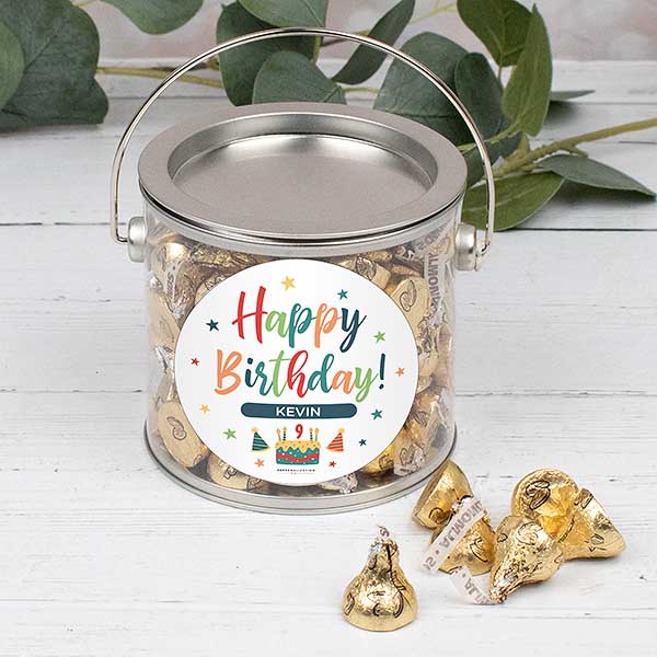 Bold Birthday Personalized Silver Paint Gift Can with Sticker - 32452D