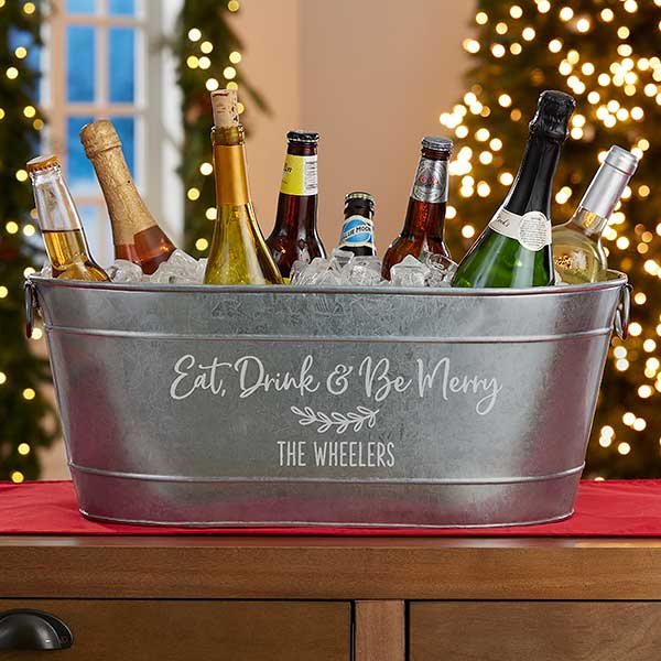 Eat, Drink & Be Merry Personalized Galvanized Beverage Tub - 32472