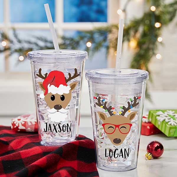Build Your Own Reindeer Personalized Acrylic Insulated Tumbler for Boys