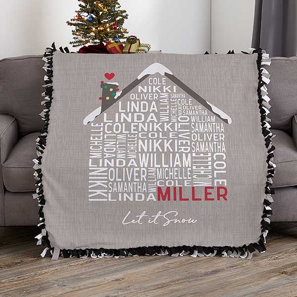 Christmas Family House Personalized 50x60 Tie Blanket