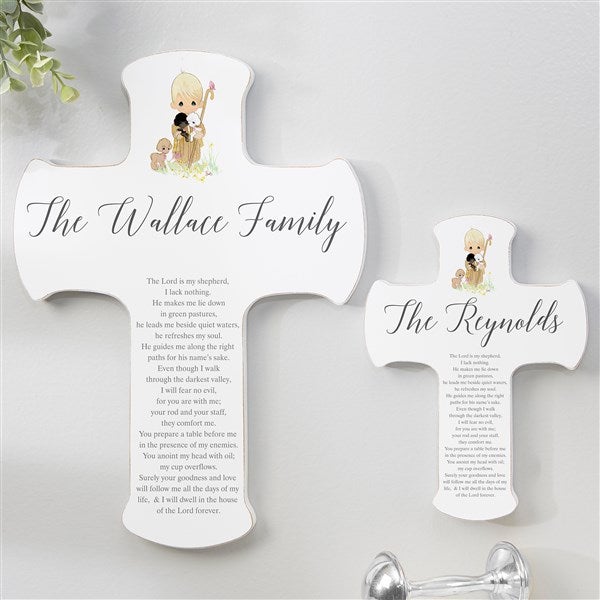 Precious Moments Lord Is My Shepherd Personalized Family Cross 8x12