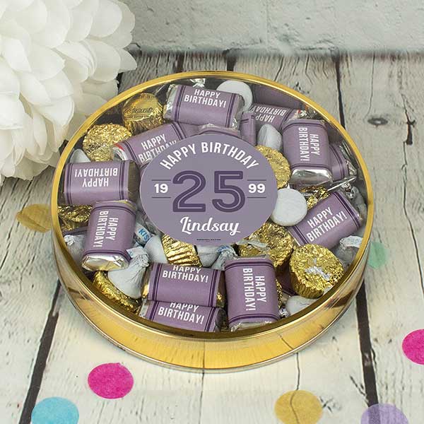 Modern Birthday For Her Personalized Plastic Tin with Hershey's & Reese's Mix - 32622D
