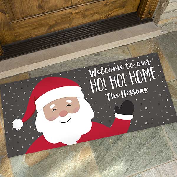 Ho! Ho! Home Santa Personalized Christmas Doormats - 32647