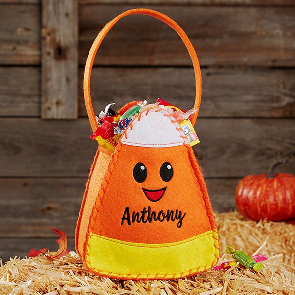 Candy Corn Character Embroidered Halloween Trick Or Treat Bag